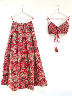 Crimson red ambi lehenga skirt