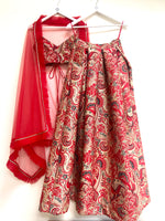 Ambi red lehenga skirt and bralette with choice of dupatta