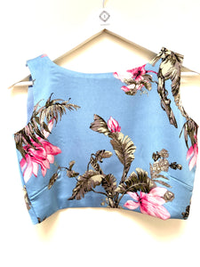 Blue floral Cross Over Top