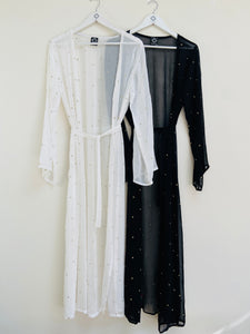 Black and white chiffon Kimono