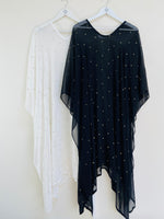 Black and white chiffon chunni kaftan