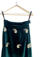 Ambi green velvet skirt and shawl set