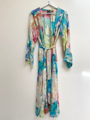 Multi colourful jacquard Kimono coverup