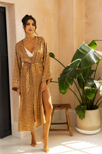 Gold leopard jacquard Kimono