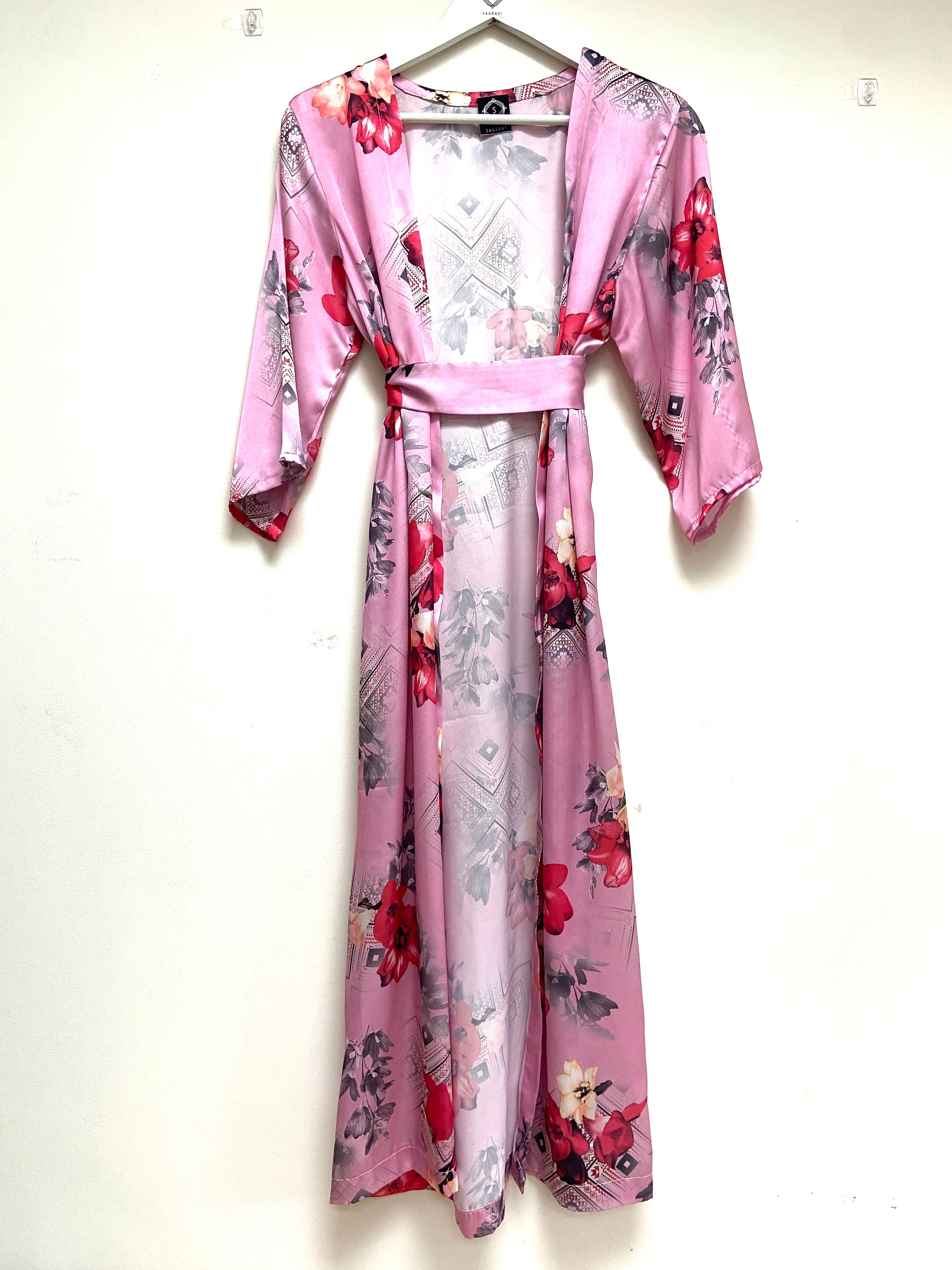 Pink floral kimono
