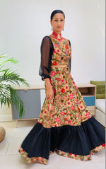 Floral sequin lehenga set with wrap top and choice of dupatta